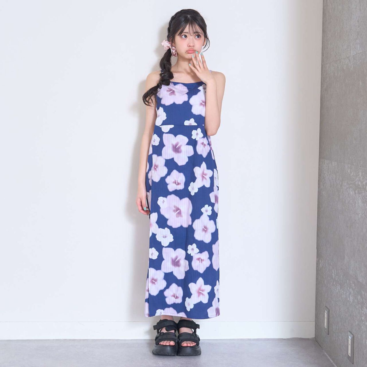 Floral Pattern Two-Piece Yukata,Pearl white, large image number 7