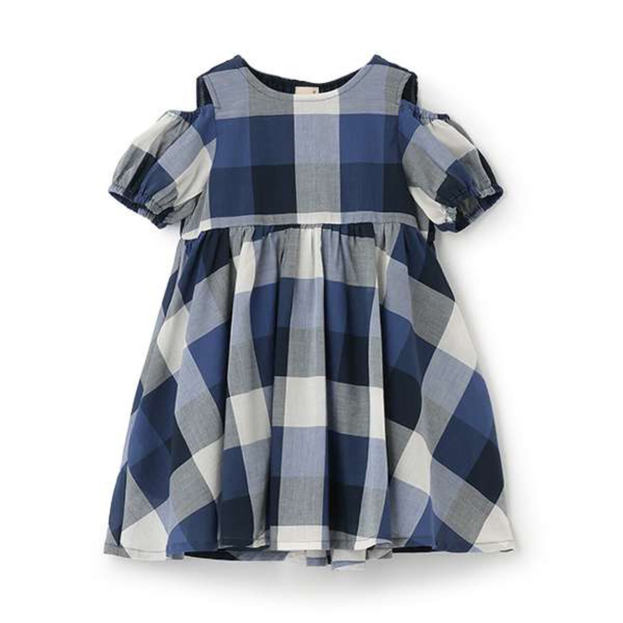 [Link] Off-Shoulder Check One-Piece Dress,Blue, large image number 15