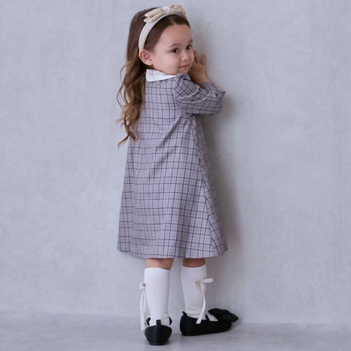 Semi-Formal Collared Long-Sleeve One-Piece Dress,Beige, medium image number 2