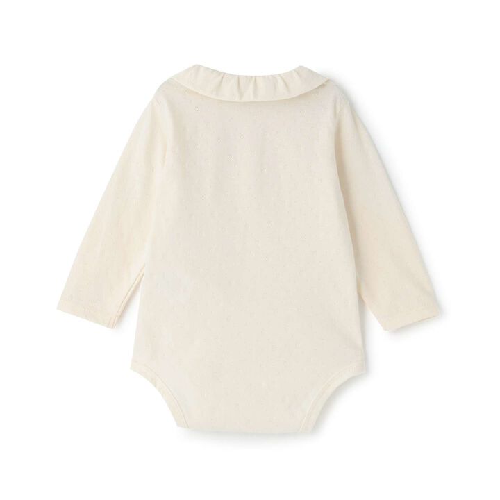 Organic Collar Bodysuit [Made in Japan],Pearl white, medium image number 1