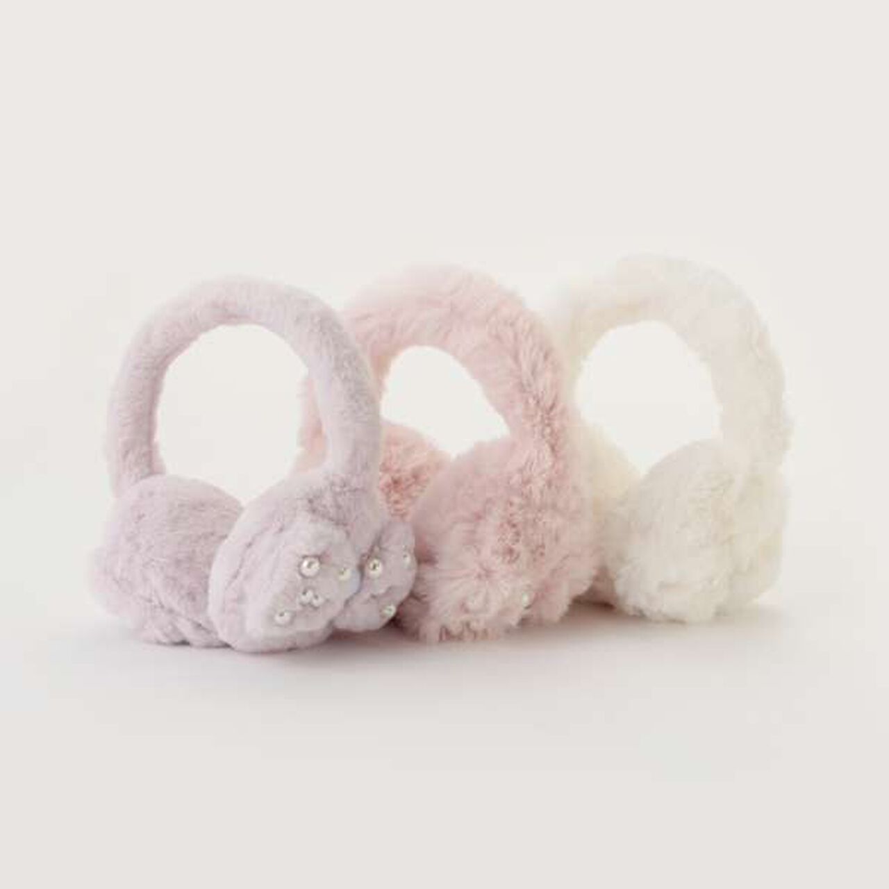 Fake Fur Ribbon Ear Muffs,Light pink, large image number 4