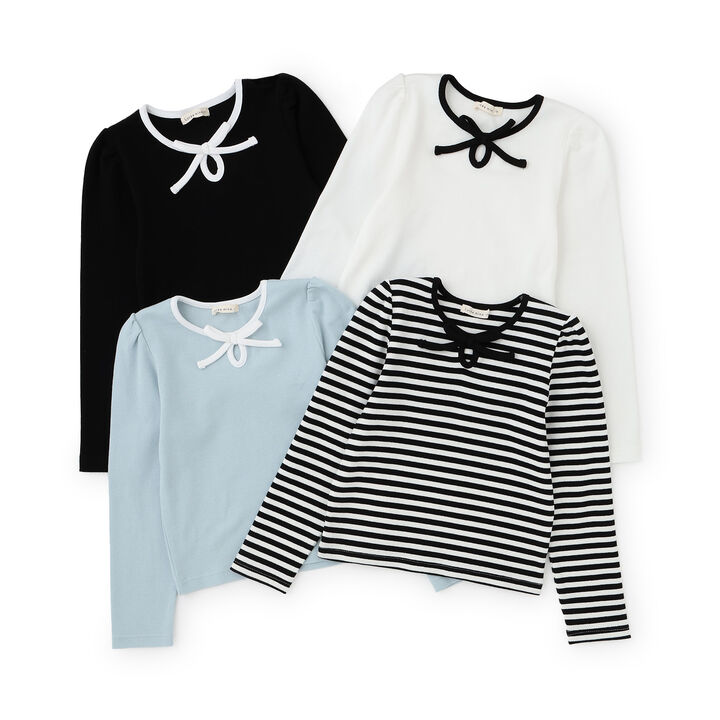 [Mini Length] Bi-Color Ribbon Ribbed Top,Blue gray, medium image number 13