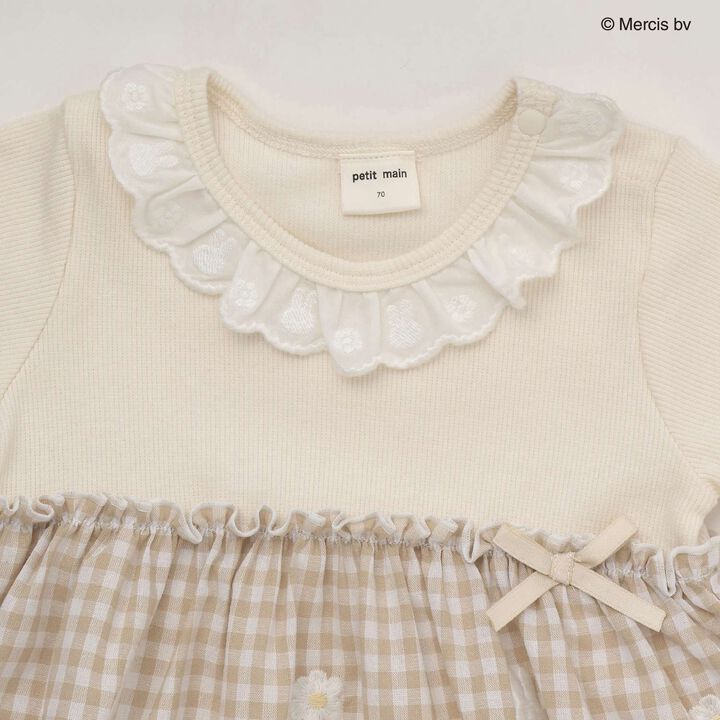 [miffy] Embroidered Floral Romper,Blue, medium image number 2