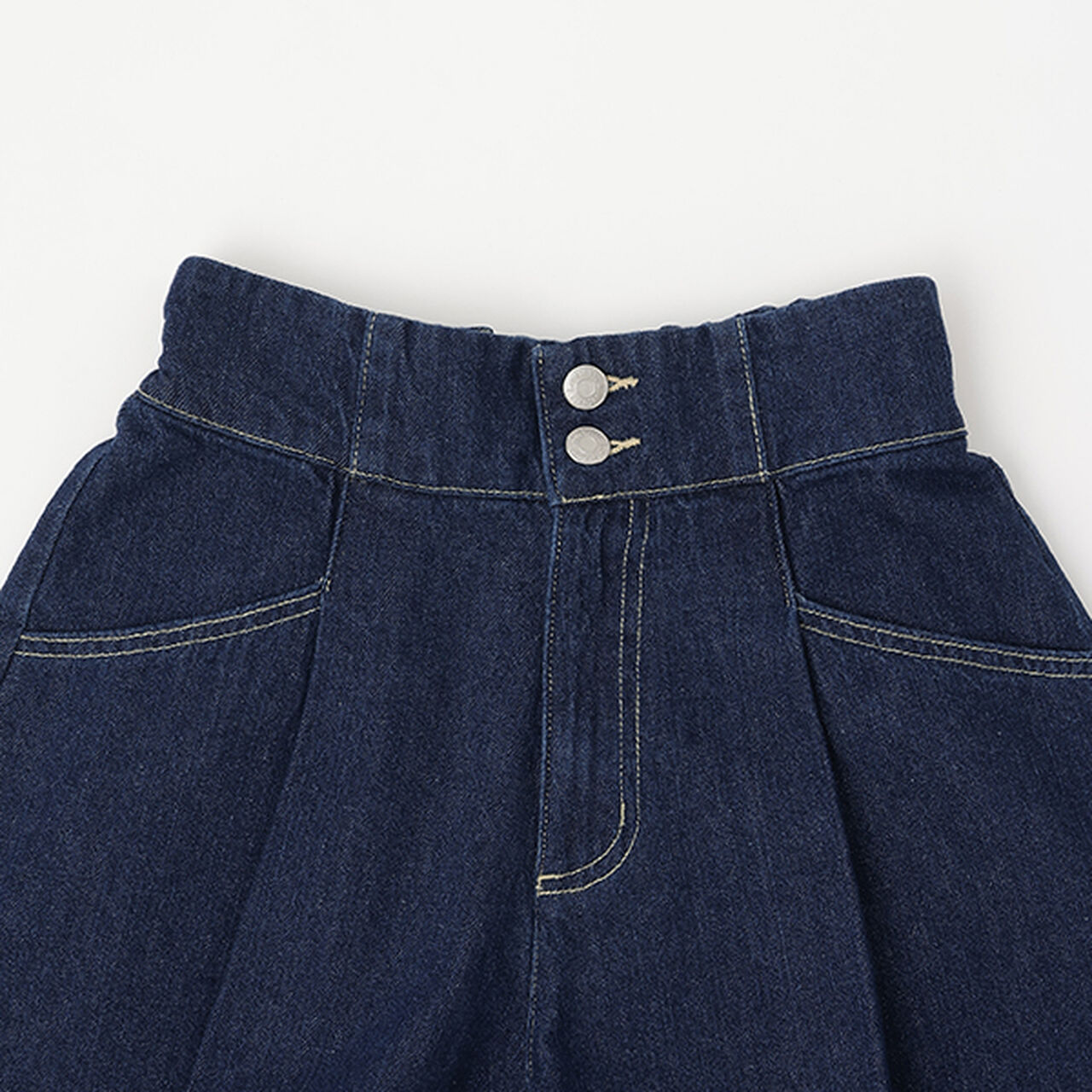 Flattering Tuck Flare Denim Culottes,Blue, large image number 2