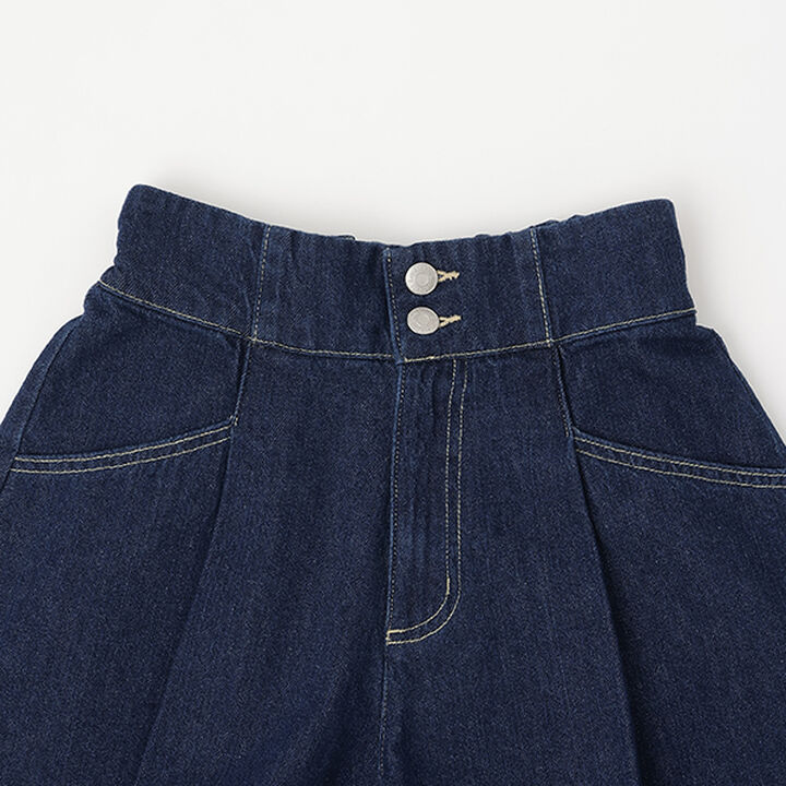 Flattering Tuck Flare Denim Culottes,Blue, medium image number 2