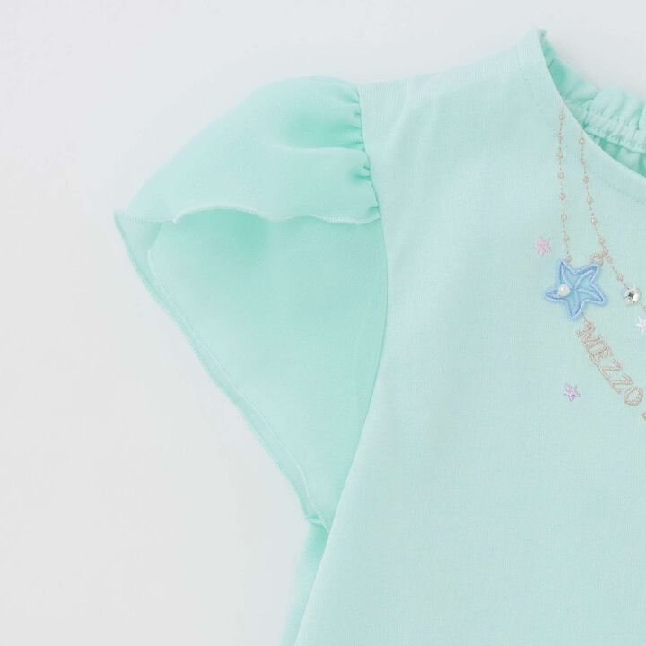[Restocked] Shell Necklace Embroidery Scalloped Hem T-Shirt,Mint, medium image number 4