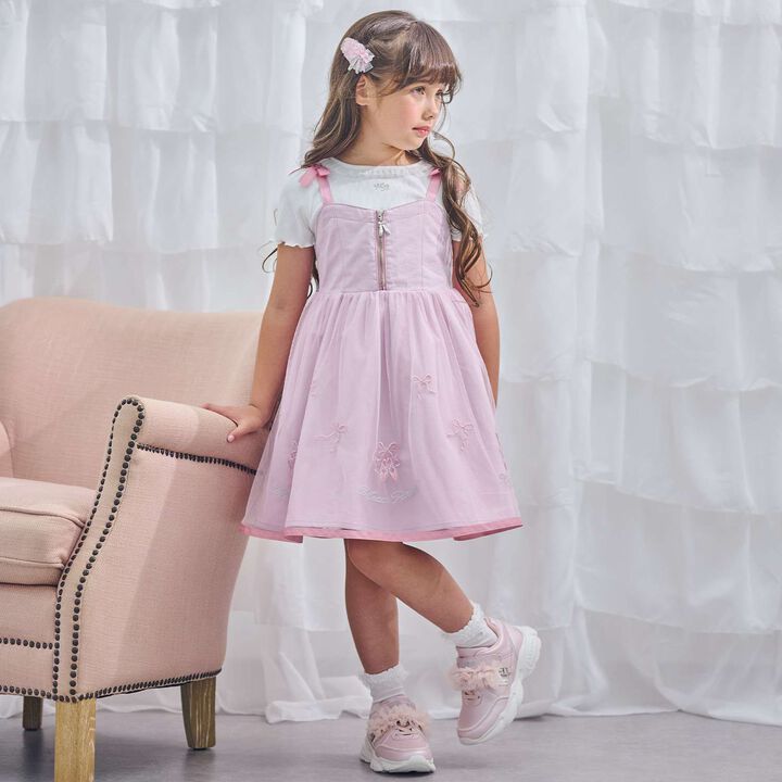 Ballet Embroidered Camisole Dress & Short-Sleeve T-Shirt Set,, medium