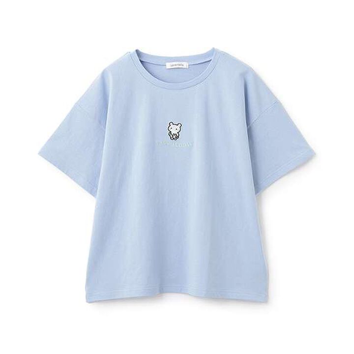 Front Character Embroidery T-Shirt,Sax blue, medium image number 12