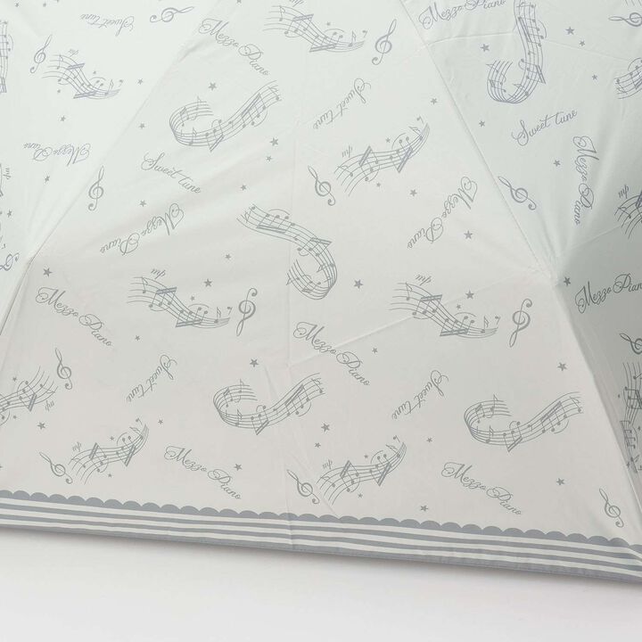 [UV 100%] [Heat Shielding] [Light Blocking] [All-Weather] With a Melody♪ Pattern Folding Umbrella,Ivory, medium image number 3