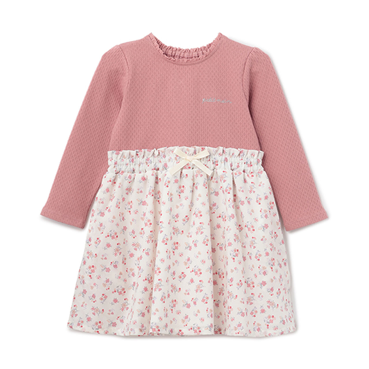 Cut & Fabric Contrast One-Piece Dress,Ivory, large image number 12