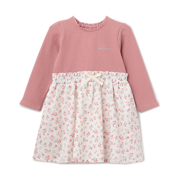 Cut & Fabric Contrast One-Piece Dress,Ivory, medium image number 12