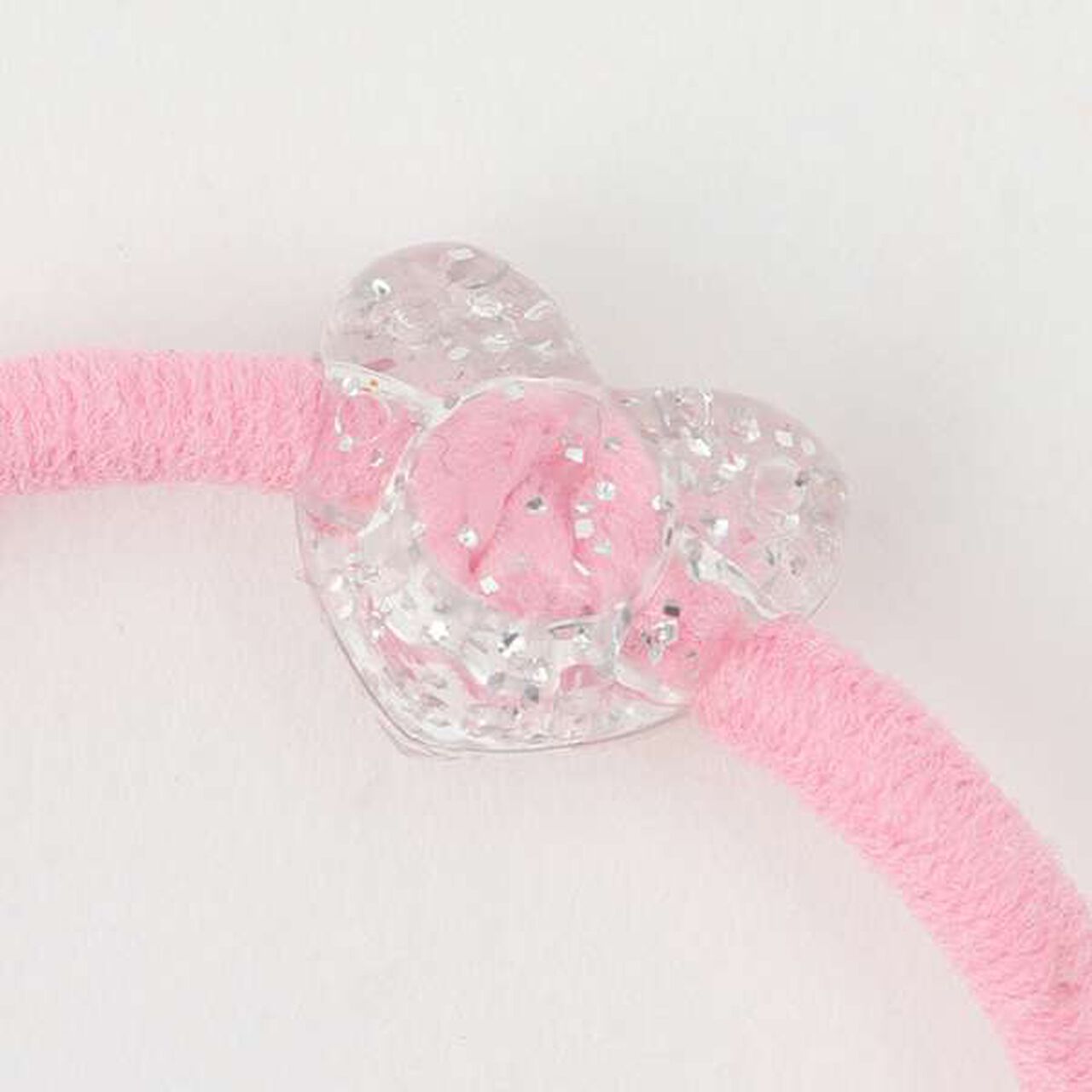 25th Anniversary Sparkling Heart Logo Hair Ponytail Holder,Pink, large image number 3