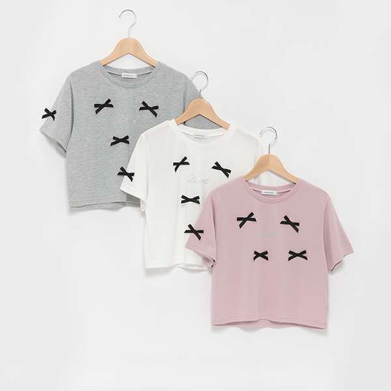 Ribbon Half T-Shirt,Top gray, large image number 10