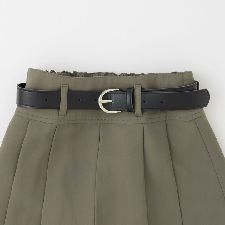 Pleated Mini Skirt with Belt,Light beige, medium image number 2
