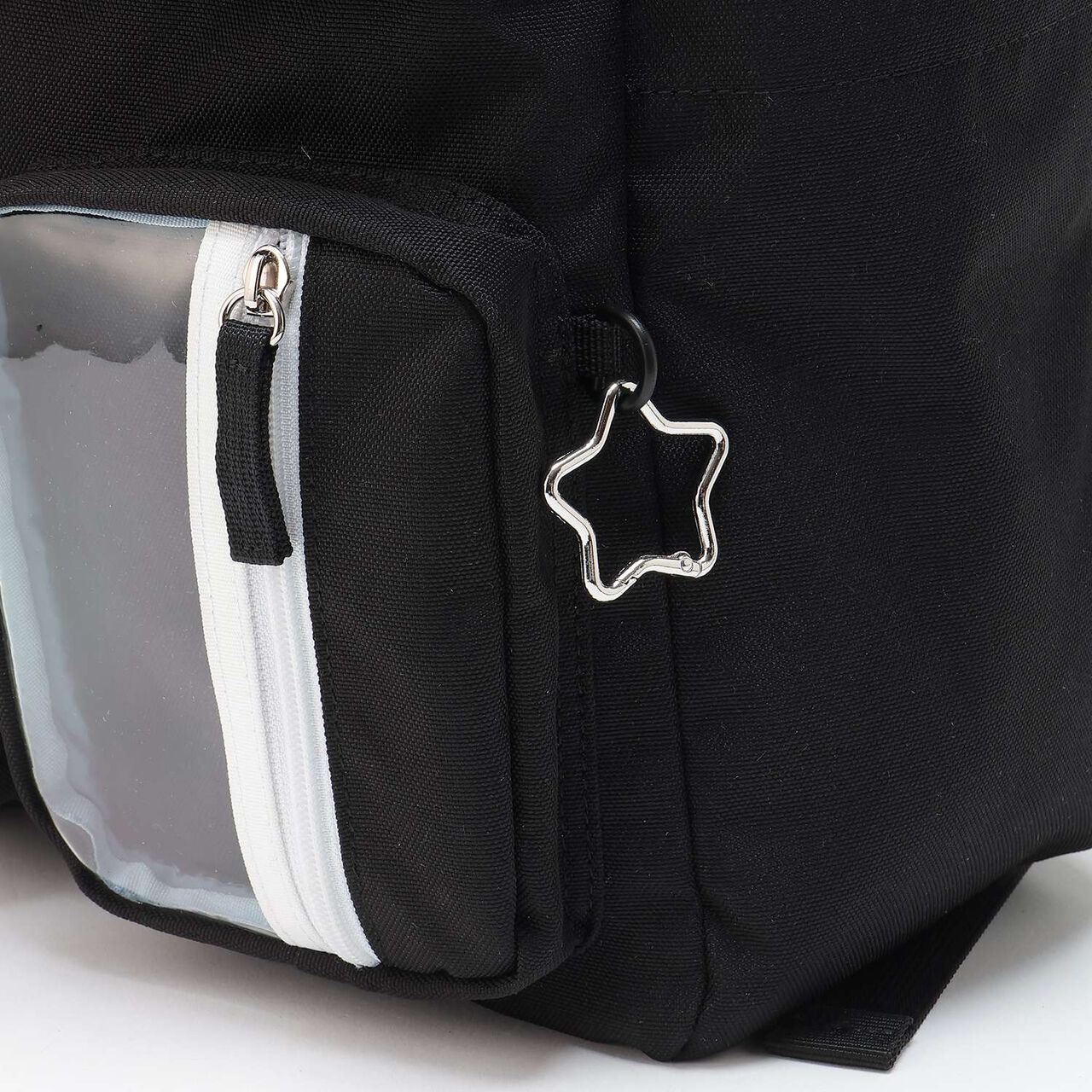 Casual Backpack with Charm,Black, large image number 4