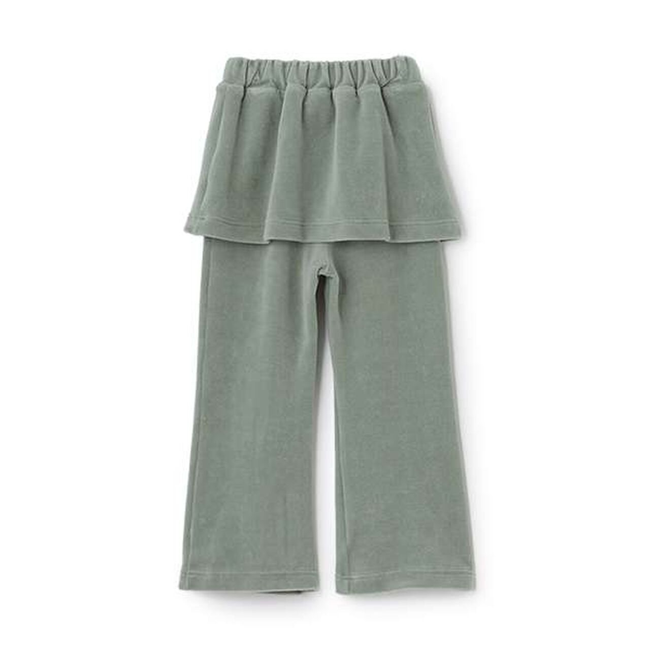 Plush Velour Coordinatable Setup Flared Pants with Skirt,Emerald green, large image number 6