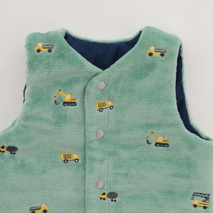 [Reversible] Taffeta &times; Boa Vest,Navy, medium image number 9
