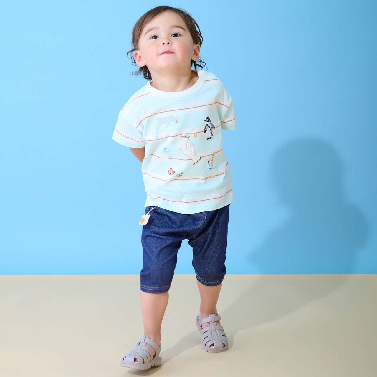 [Cool Touch] Sea Creature Appliqu&eacute; Short Sleeve T-Shirt,Off white, large image number 9