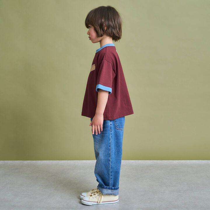 [Anti-Stain & Quick-Dry] Distressed Logo Print Ringer T-Shirt,Turquoise, medium image number 16