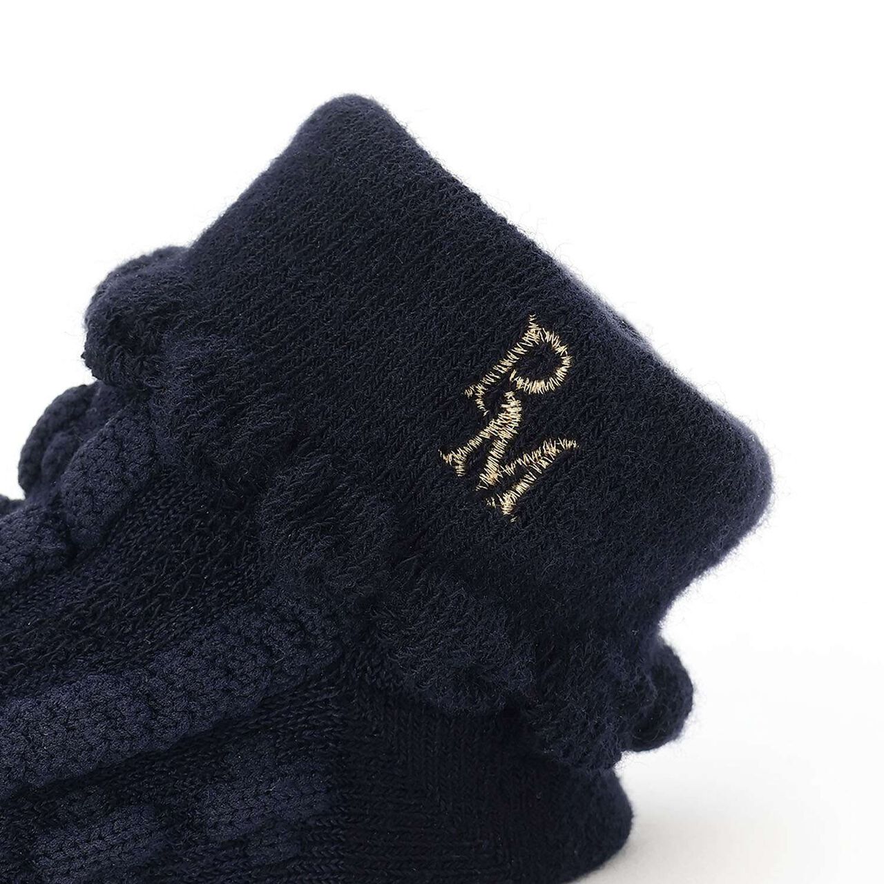 Lame Embroidered Cup Socks,Navy, large image number 2