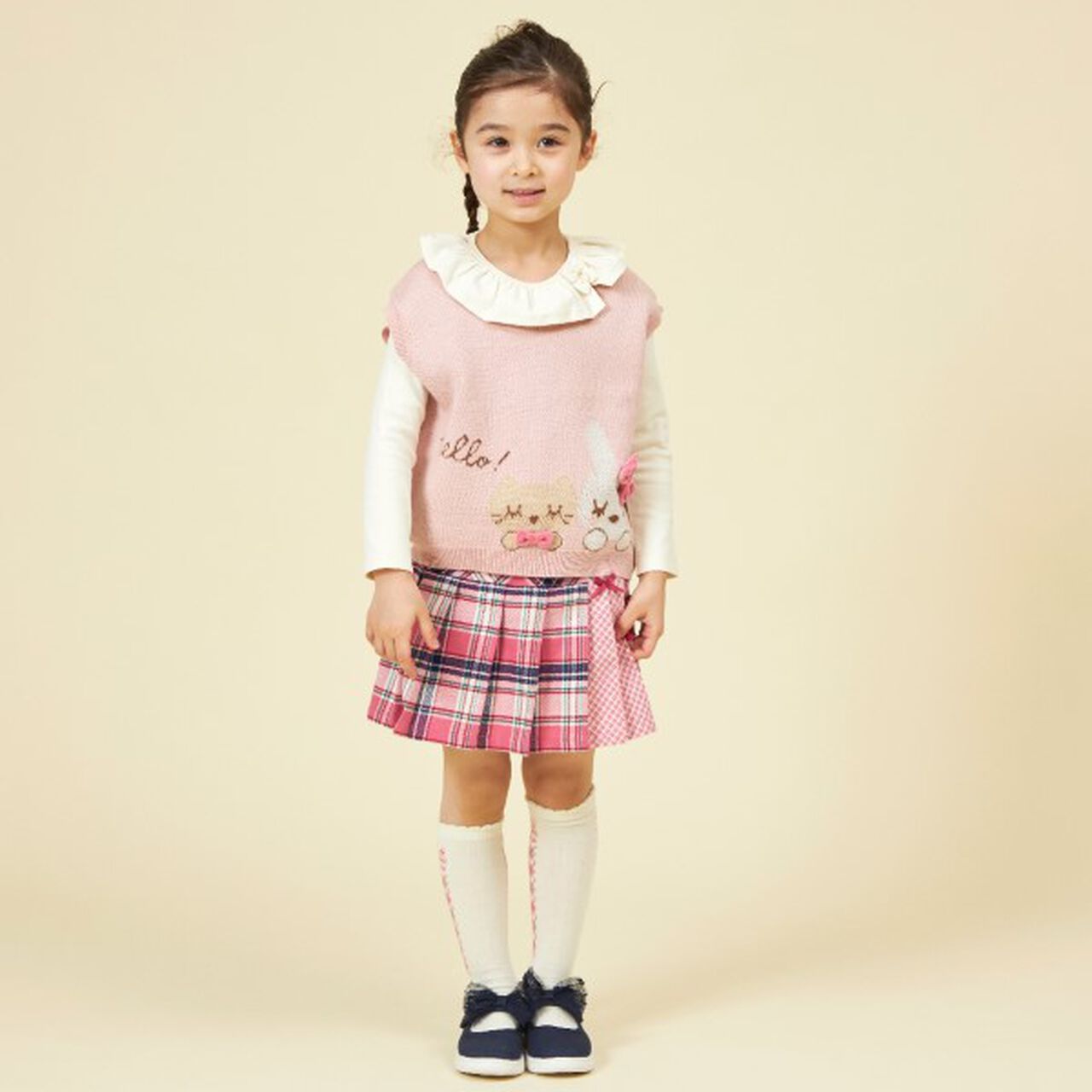 KP Check Pleats Skirt with Shorts (90-160),Pink, large image number 14