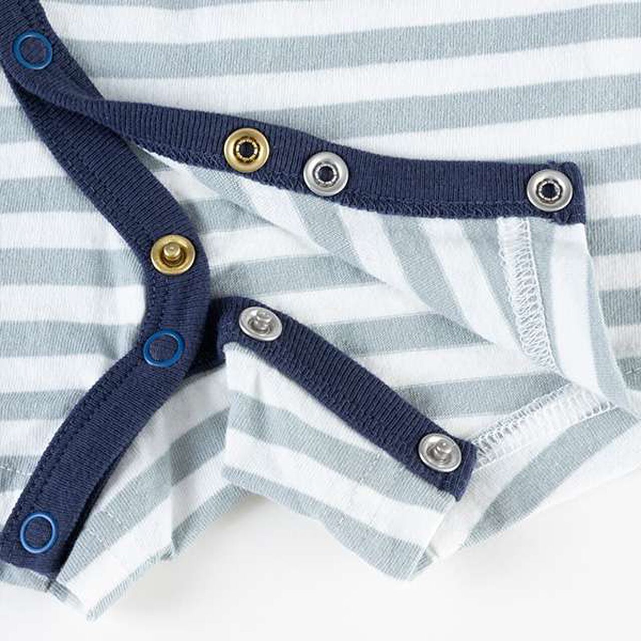 Stripe Pattern Train Motif Short All-in-One (Free 70-80 cm),Yellow, large image number 3