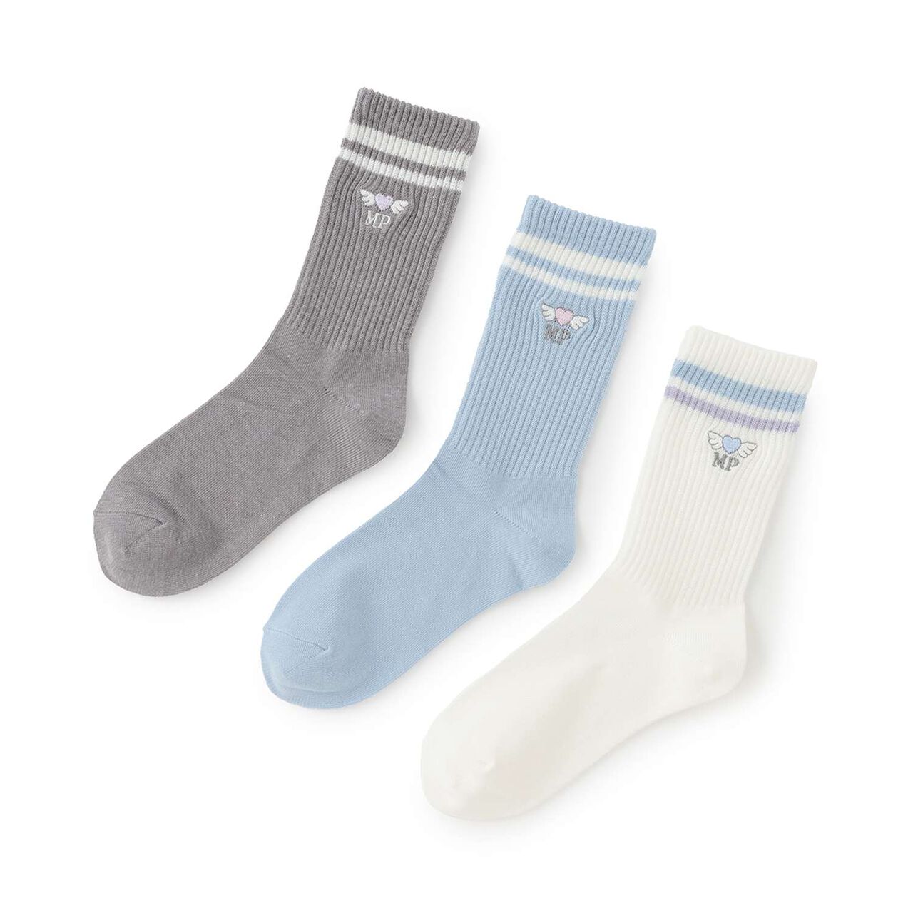 Ribbed Line Socks,Gray, large image number 3