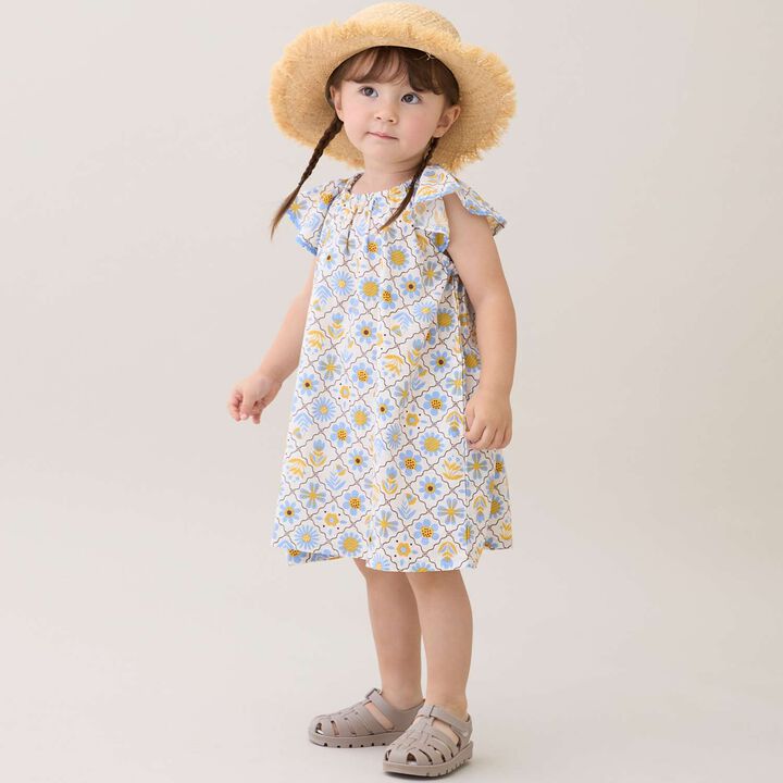 [Link] Cotton Rayon All-Over Pattern Short-Sleeve One-Piece Dress,, medium