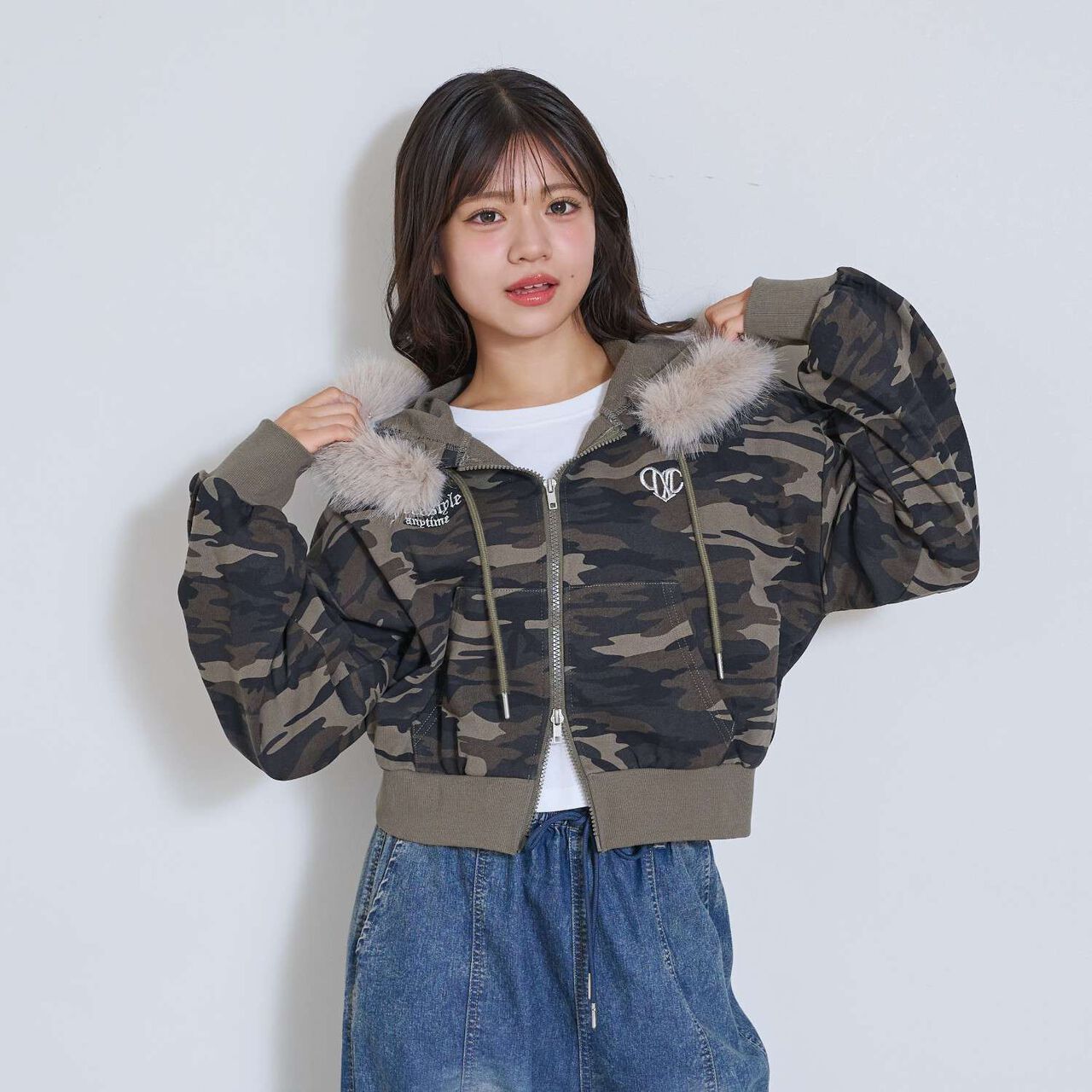 [LTXC] Fur-Trimmed Zip Hoodie,Khaki, large image number 3
