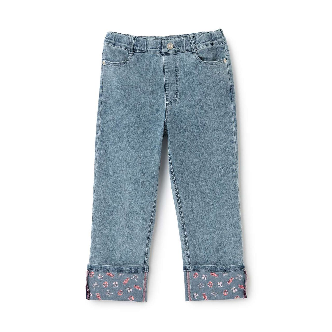 [Trois Lapins] Stretch Denim Roll-Up Pants,Sax blue, large image number 8