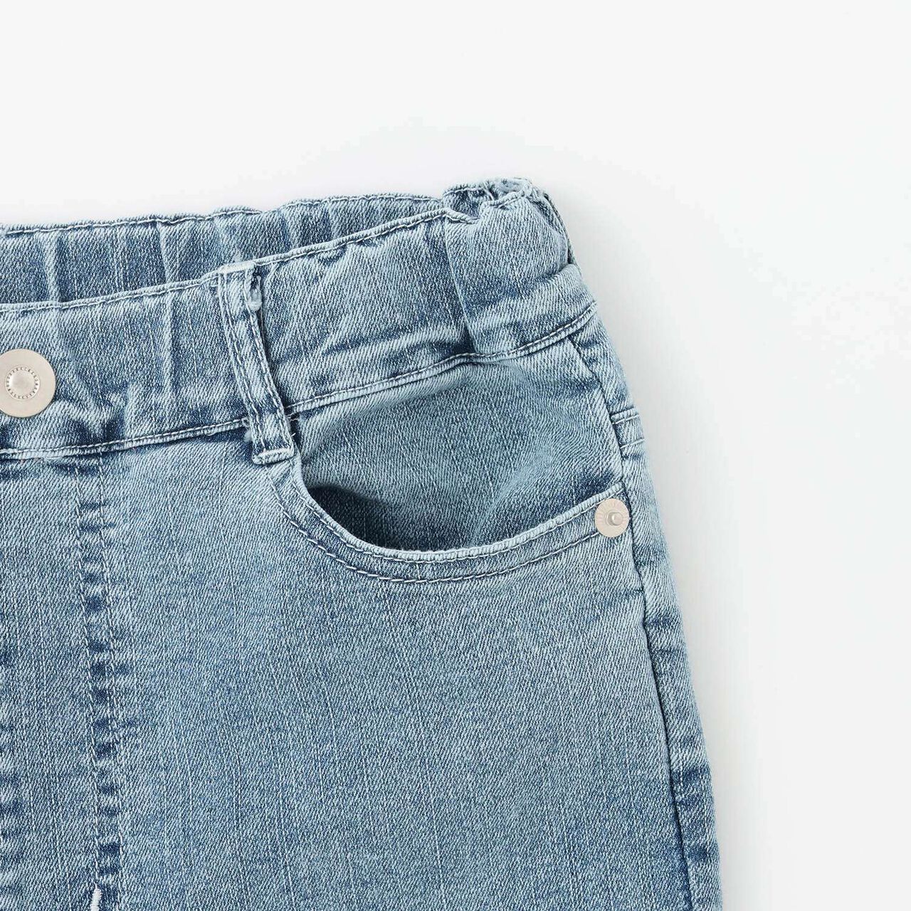 [Trois Lapins] Stretch Denim Roll-Up Pants,Sax blue, large image number 4