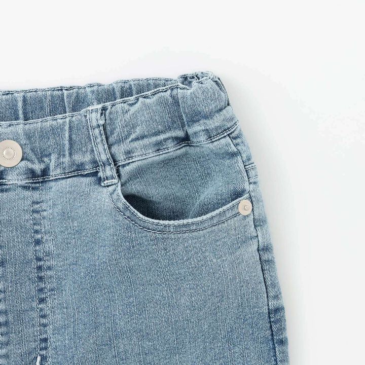 [Trois Lapins] Stretch Denim Roll-Up Pants,Sax blue, medium image number 4
