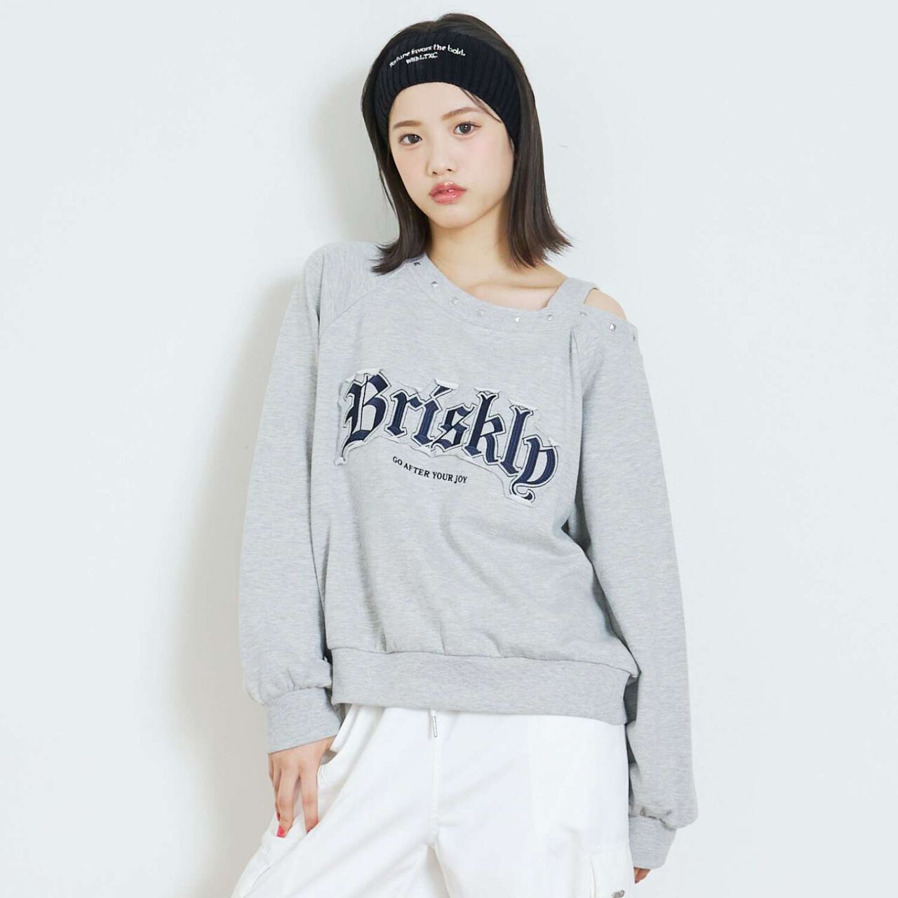 [LTXC/Cotton 100%] One-Shoulder Pullover,Top gray, large image number 0