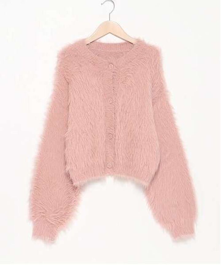 Shaggy Short Cardigan,Ivory, medium image number 13