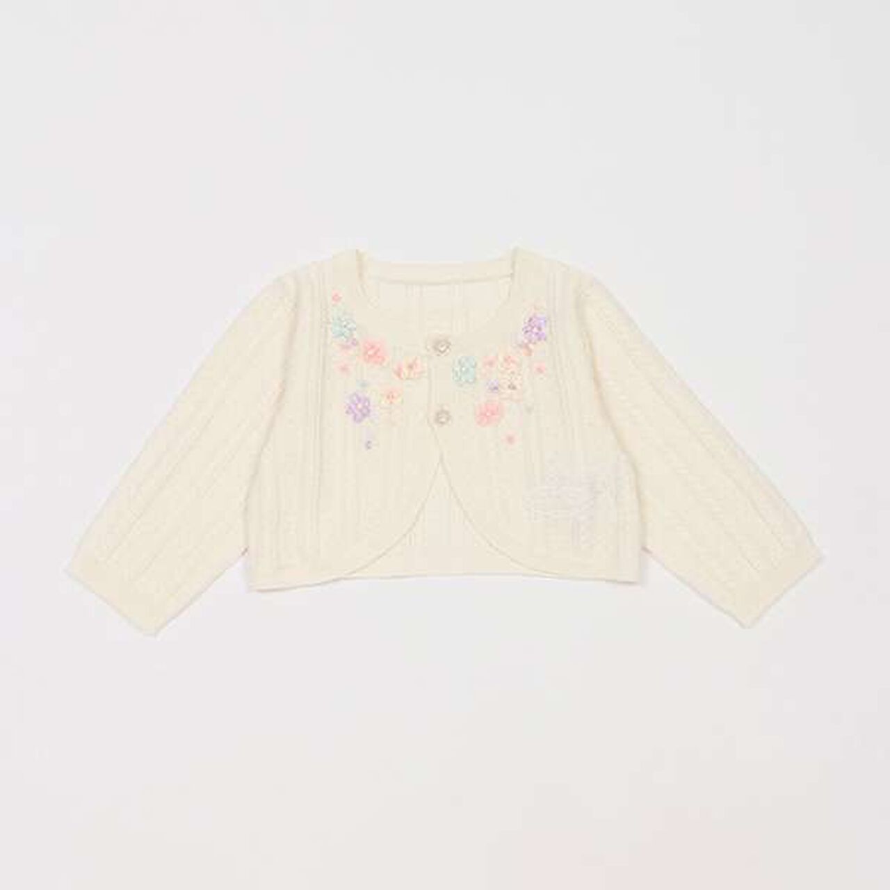 Ribbon Embroidery Knit Bolero,Off white, large image number 0