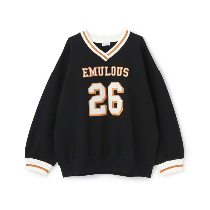 [LTXC] 100% Cotton Wool Lined Number Loose Sweatshirt,Black, medium image number 0