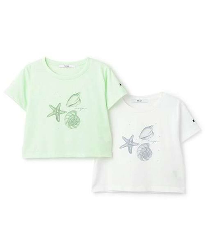 Shell Illustration Short Sleeve T-Shirt [Korean Fashion],Light green, medium image number 12