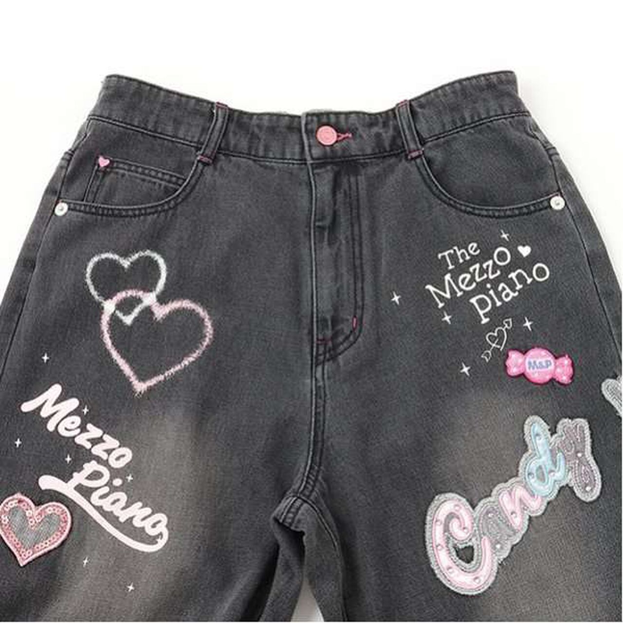 Reissue ♪ Decorative Wide Denim Pants,Black, large image number 2