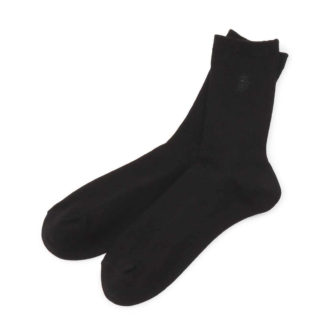 [Graduation Attire] Fine Ribbed Embroidered Crew Socks,Black, large image number 0