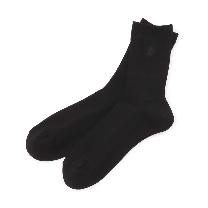 [Graduation Attire] Fine Ribbed Embroidered Crew Socks,Black, medium image number 0
