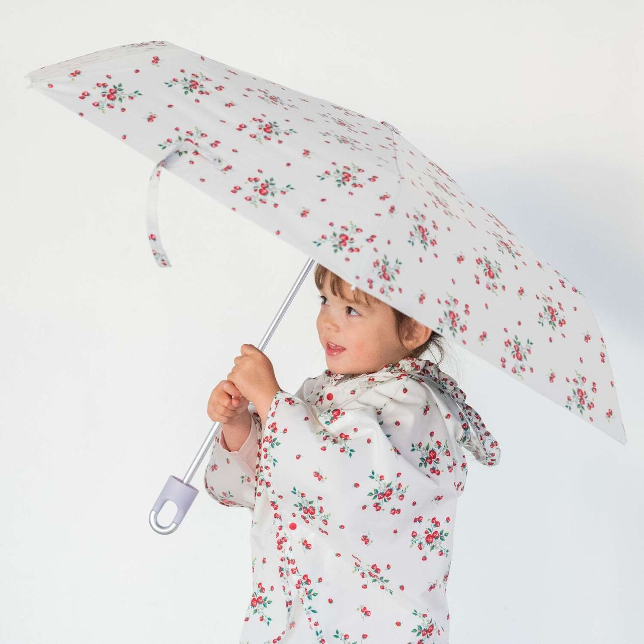 Wild Strawberry All-Weather Folding Umbrella [Light Blocking, Heat Shielding, Shielding],Pearl white, large image number 0