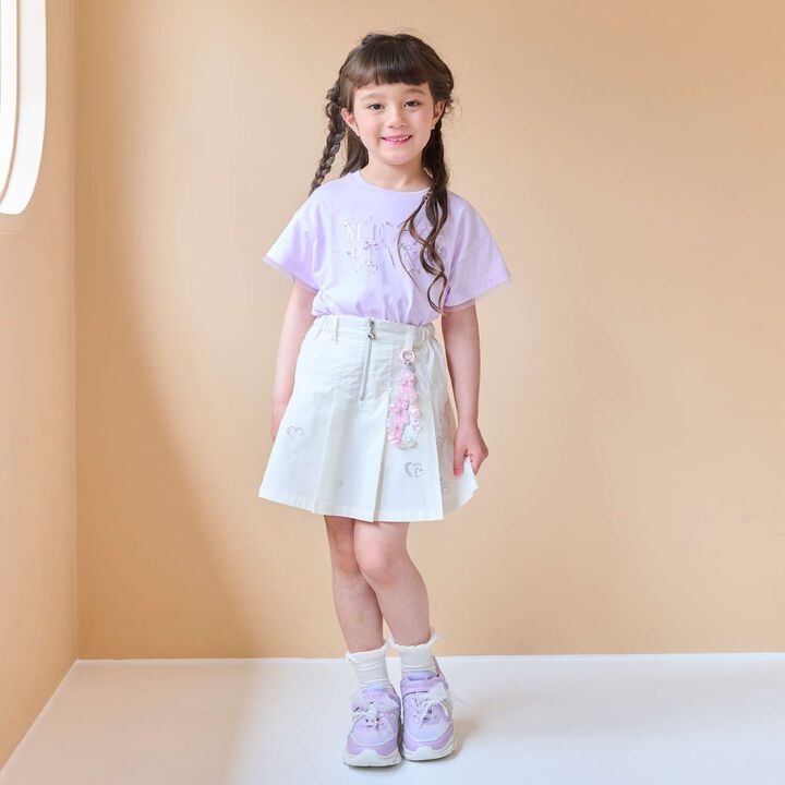 Sparkling Ribbon Logo Embroidered Short Sleeve T-Shirt,Lilac, medium image number 13