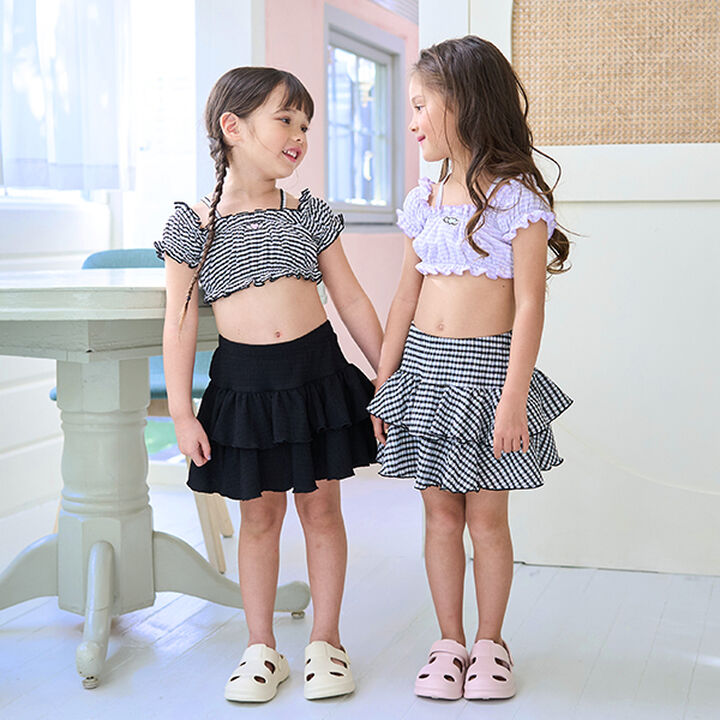 [SWIM] [UV Processing] Gingham Check Gathered Two-Piece Set,Black, medium image number 22