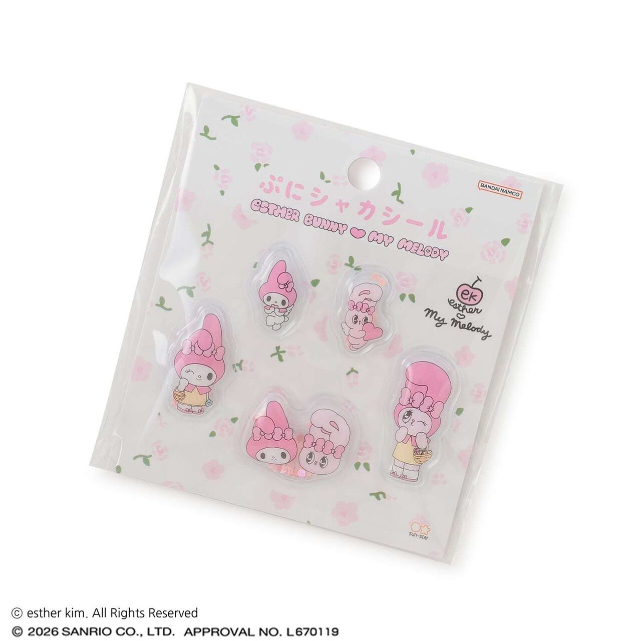 [Esther Bunny&times;My Melody] 柔軟貼紙,米白色, large image number 0