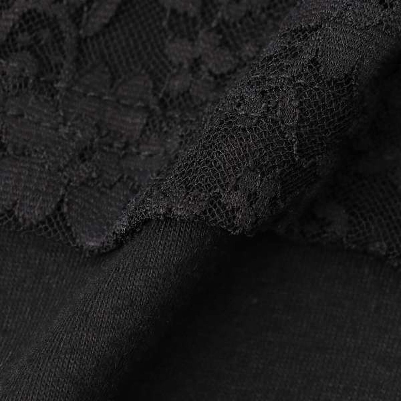 W Ribbon Lace T-Shirt Set,Black, large image number 2