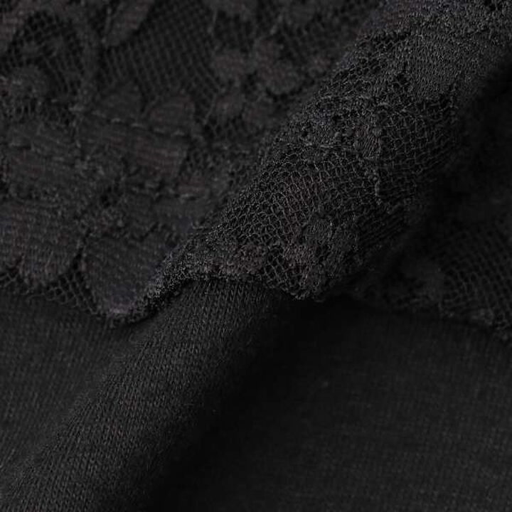 W Ribbon Lace T-Shirt Set,Black, medium image number 2