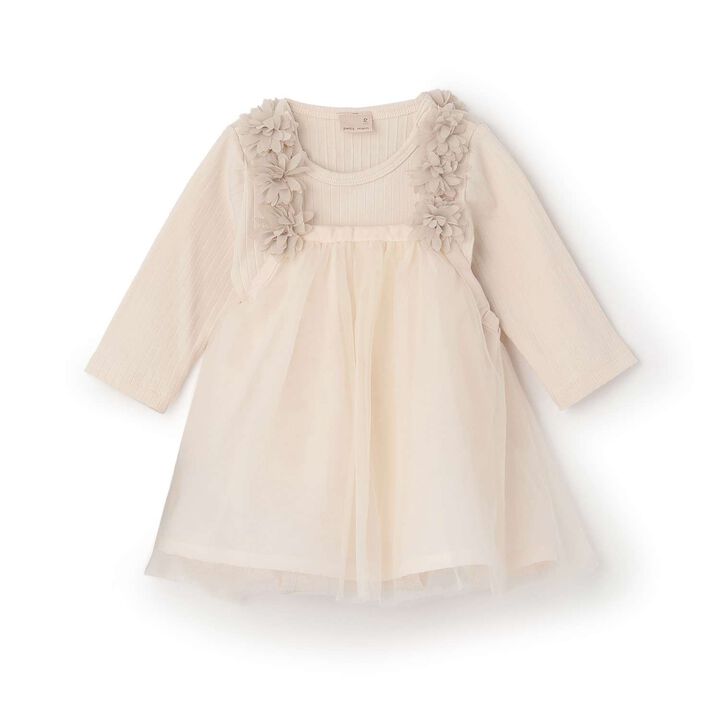 Flower Tulle Long-Sleeve OP Set,Light pink, medium image number 2