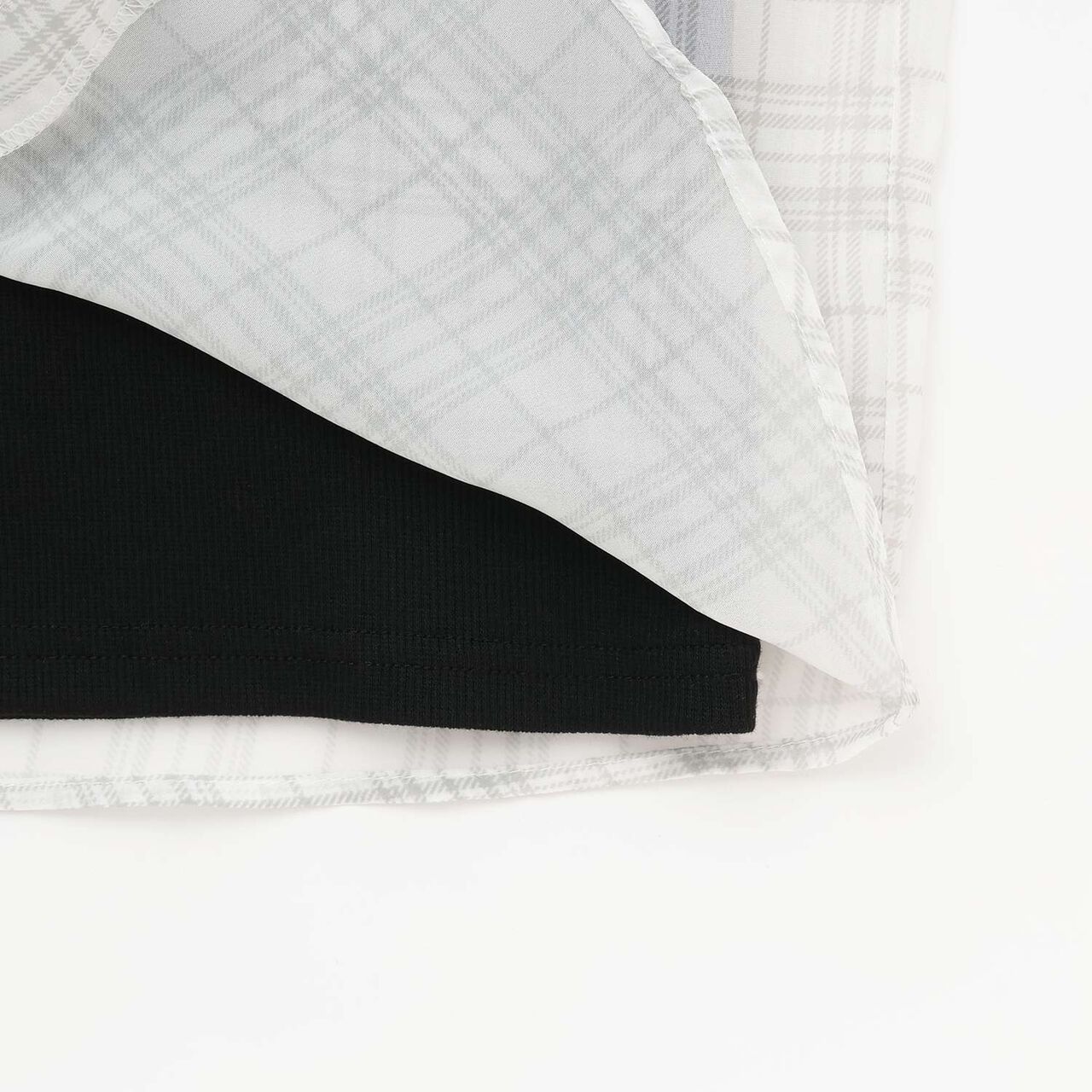 Shoulder Cutout Sheer Check Docking Shirt,Off white, large image number 5