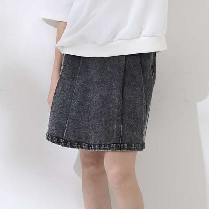 [AMI] Denim Skirt with Side Tuck Belt & Inner Pants Set,Blue, medium image number 20