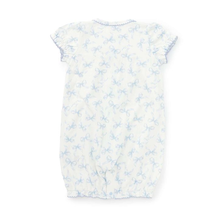 [Box Included] Ribbon Pattern Short-Sleeve 2-Way All-in-One & Bib Set,Sax blue, medium image number 1